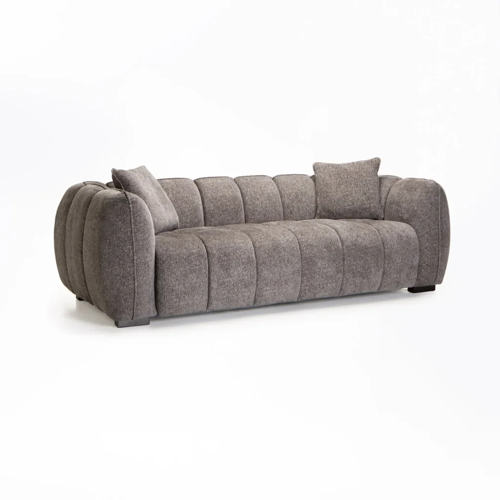 CHLOE FABRIC 3 SEATER COUCH - GREY