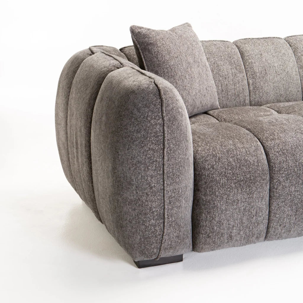 CHLOE FABRIC 2 SEATER COUCH - GREY