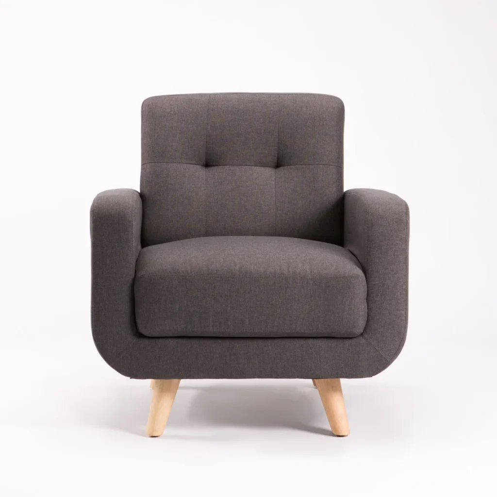 LUNA FABRIC ARMCHAIR - DARK GREY/ NATURAL LEG