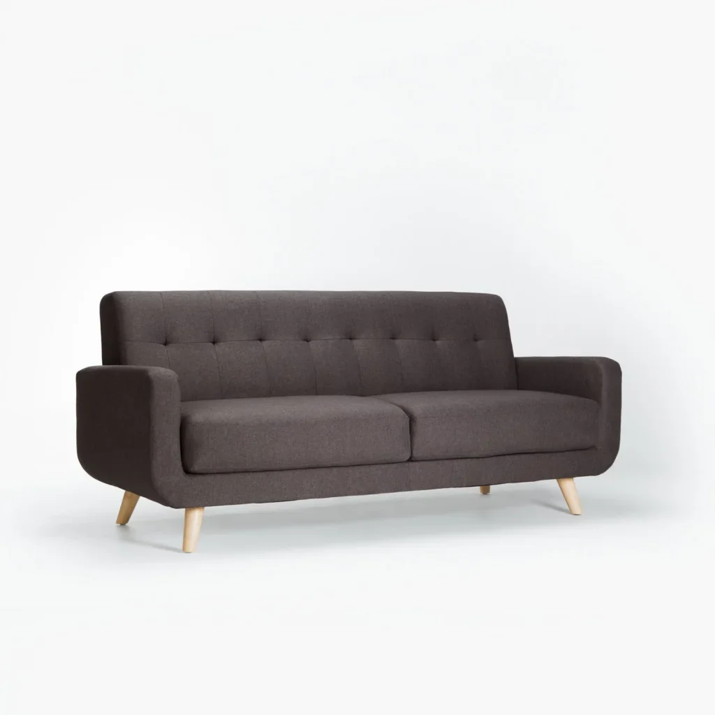 LUNA FABRIC 3 SEATER COUCH - DARK GREY/ NATURAL LEG