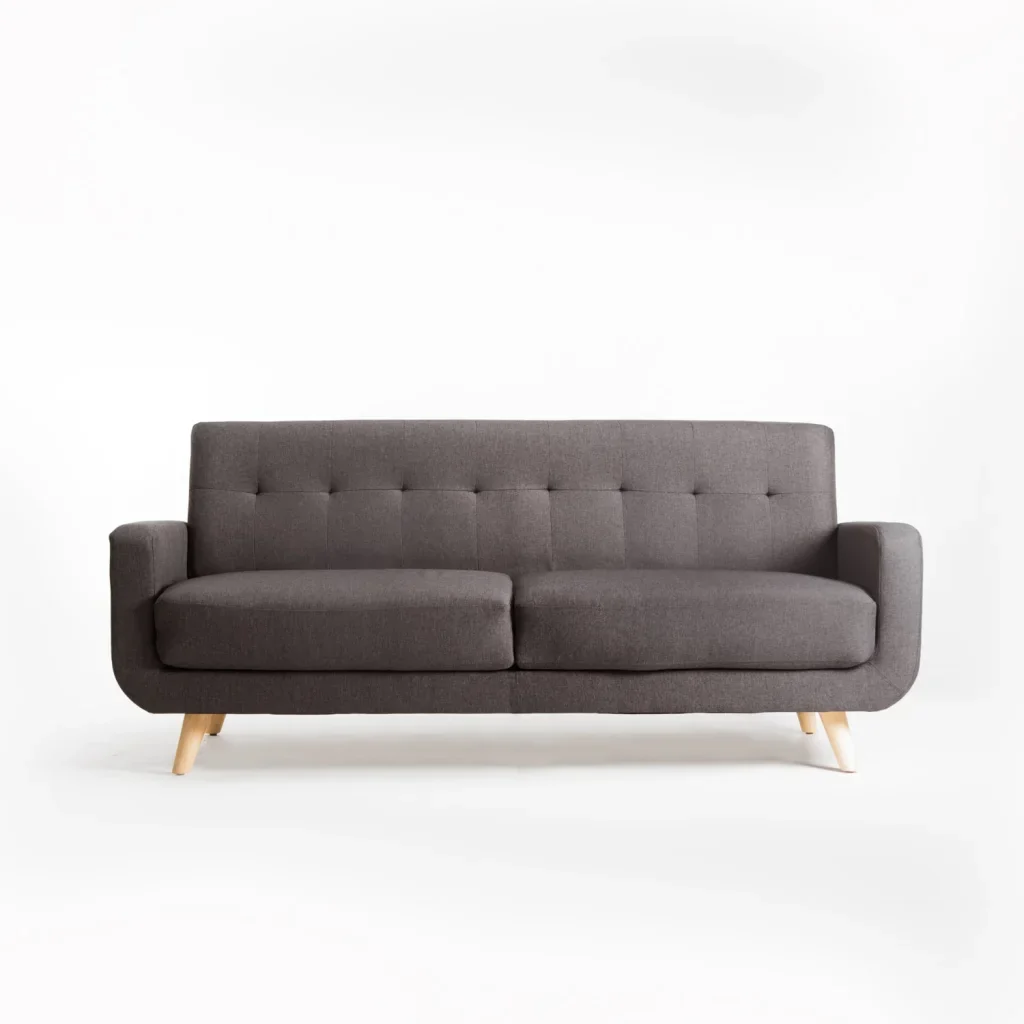 LUNA FABRIC 3 SEATER COUCH - DARK GREY/ NATURAL LEG