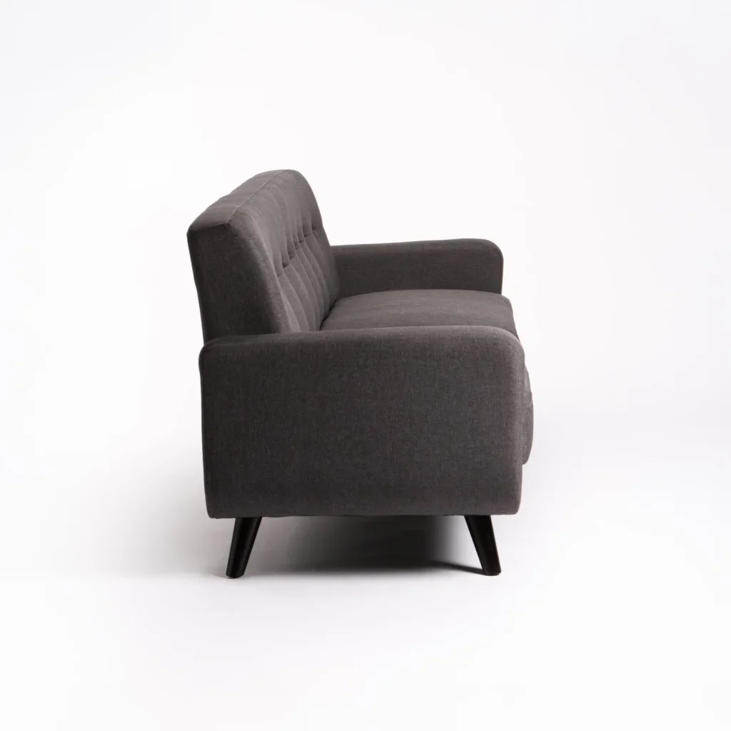LUNA FABRIC 3 SEATER COUCH - DARK GREY/ DARK LEG