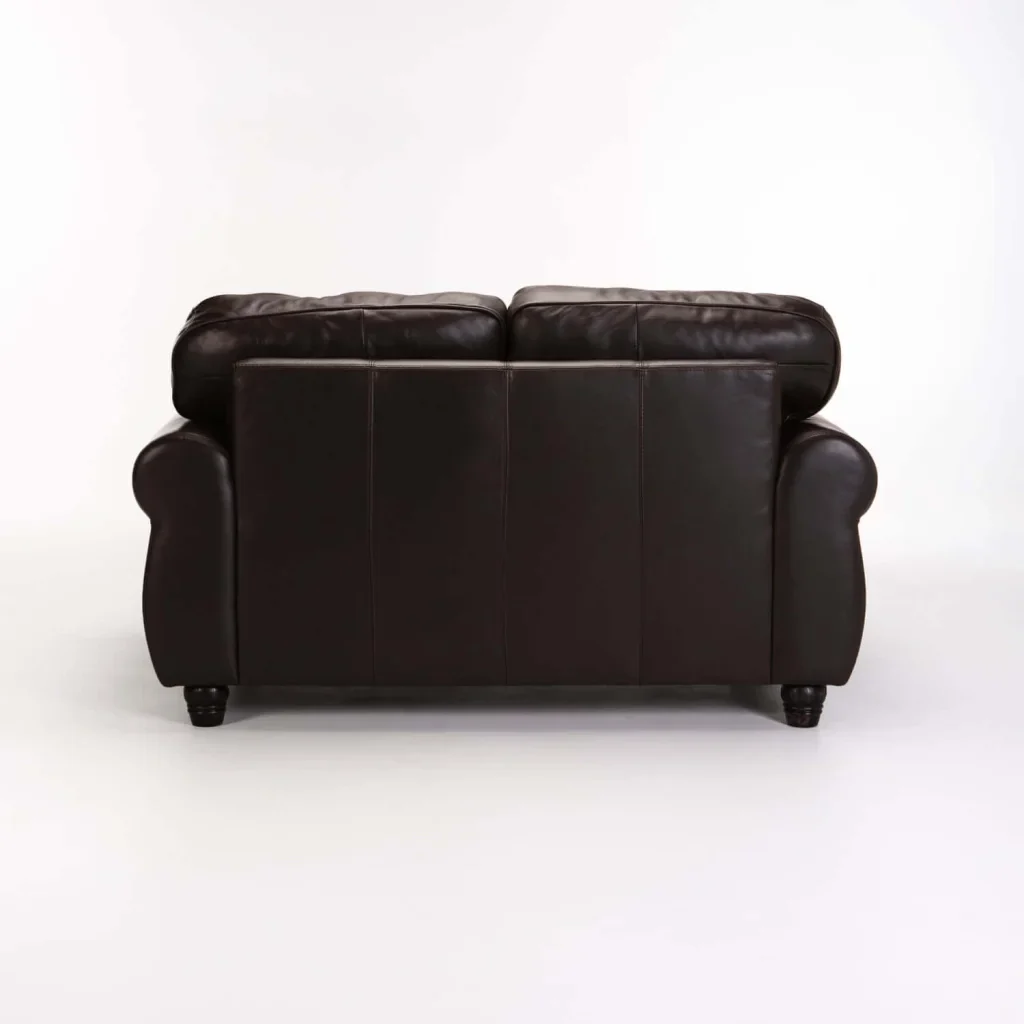 KINGSLEY GENUINE LEATHER 2 SEATER COUCH - OXBLOOD
