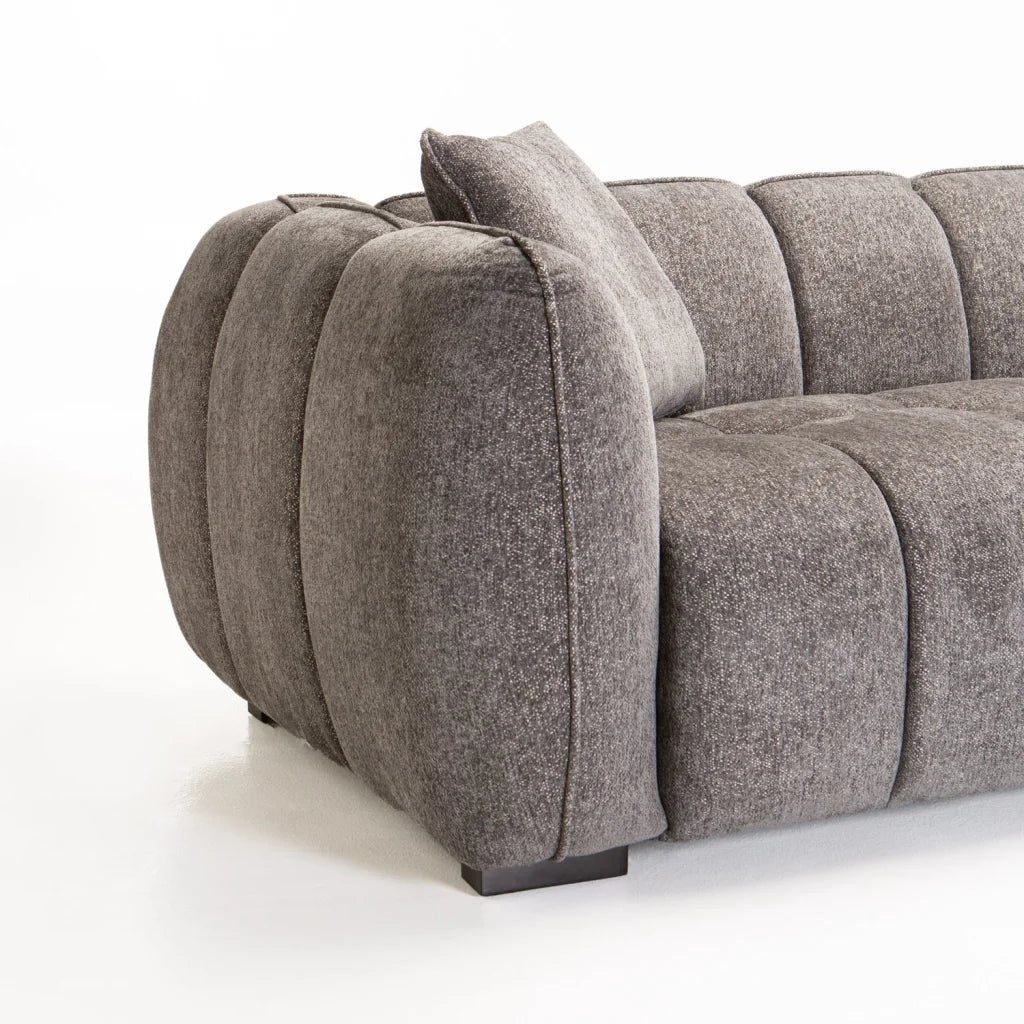 CHLOE FABRIC 3 SEATER COUCH - GREY