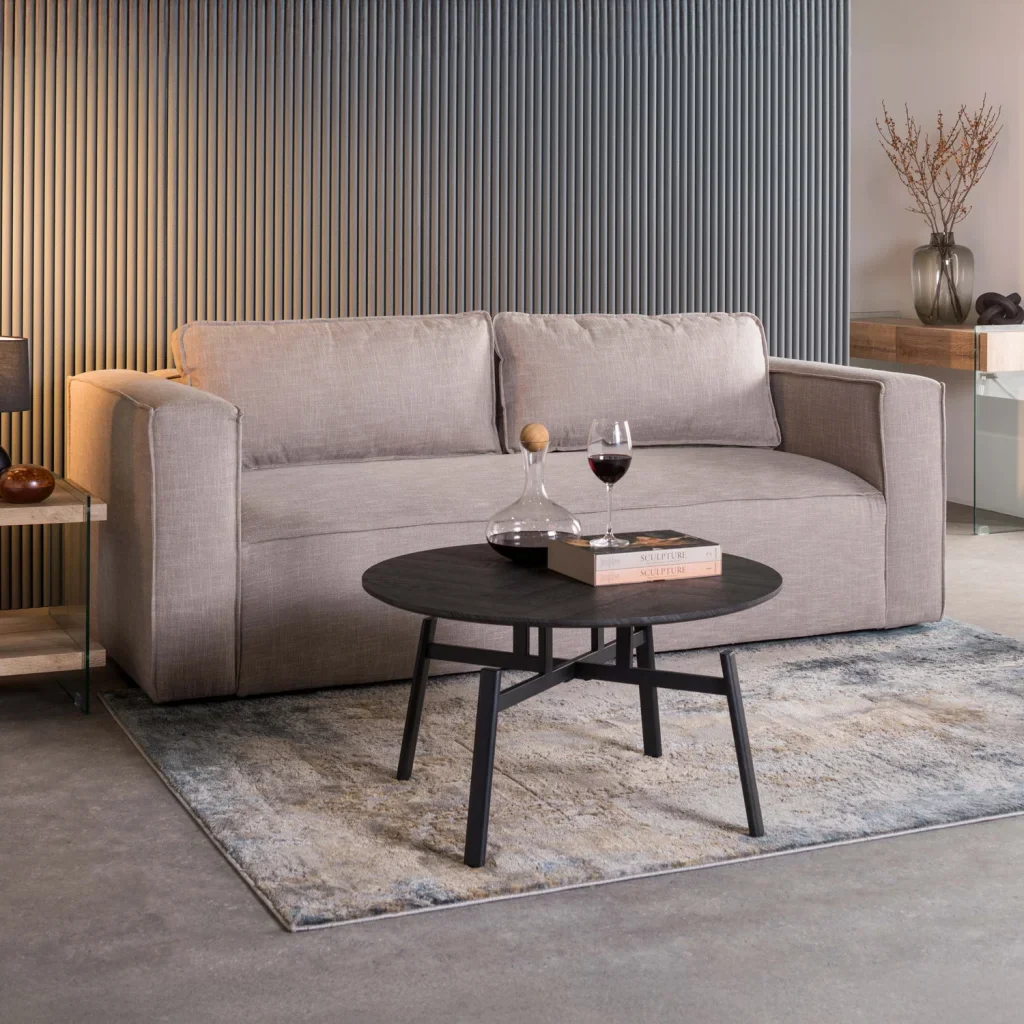 KYLO FABRIC 3 SEATER COUCH - PLATINUM