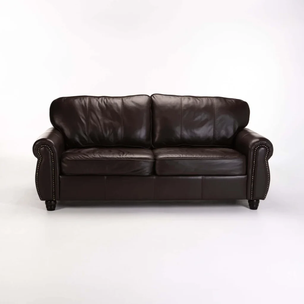 KINGSLEY GENUINE LEATHER 3 SEATER COUCH - OXBLOOD
