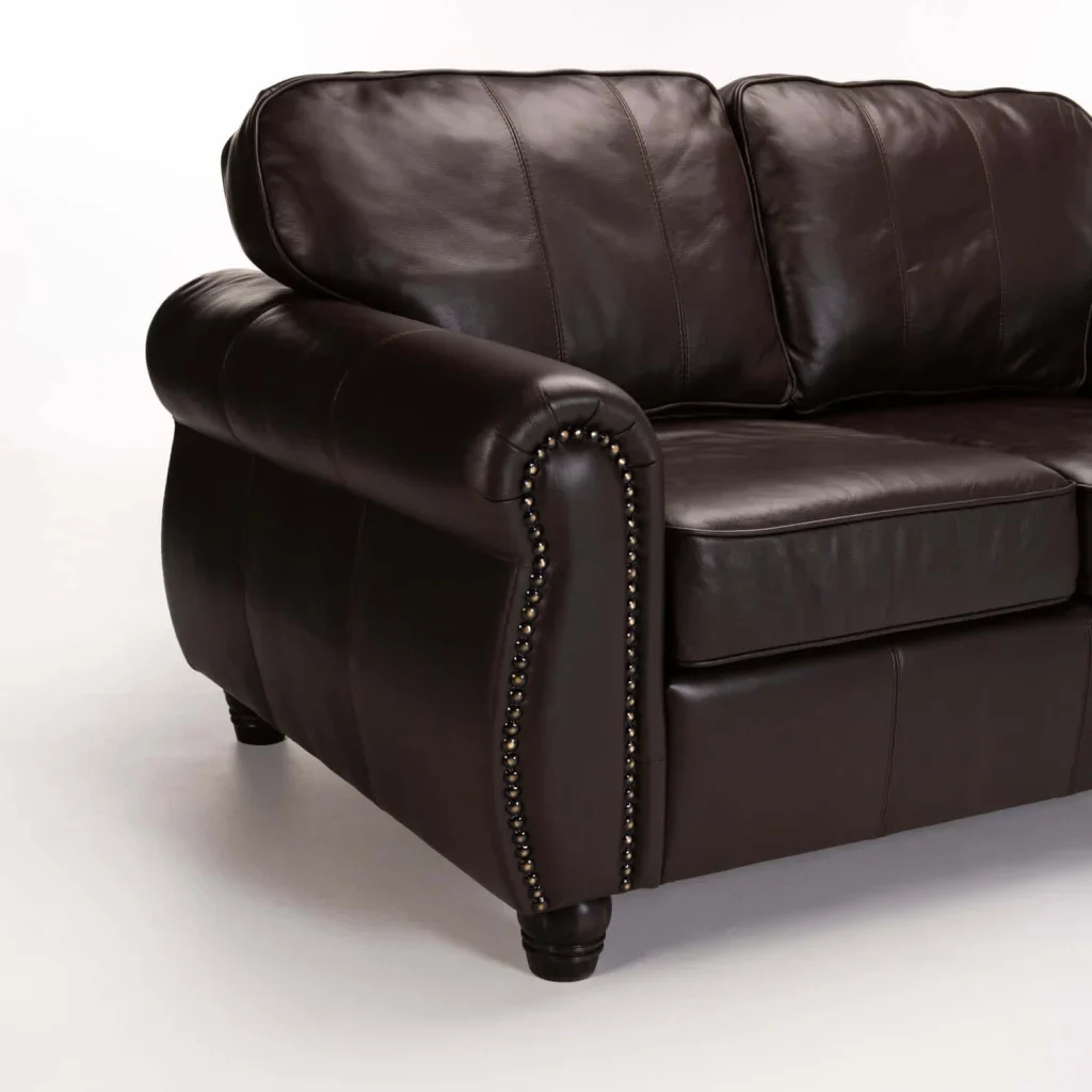 KINGSLEY GENUINE LEATHER 2 SEATER COUCH - OXBLOOD