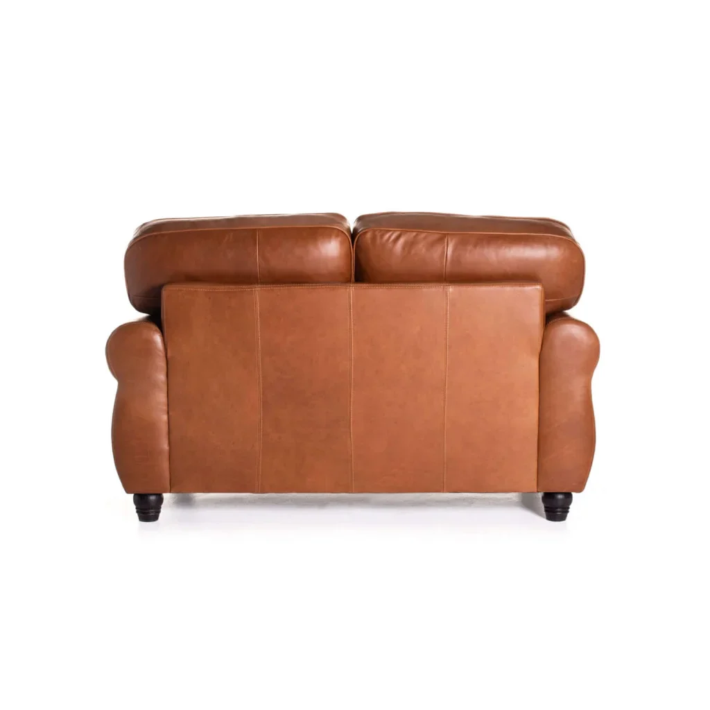 KINGSLEY GENUINE LEATHER 2 SEATER COUCH - PECAN