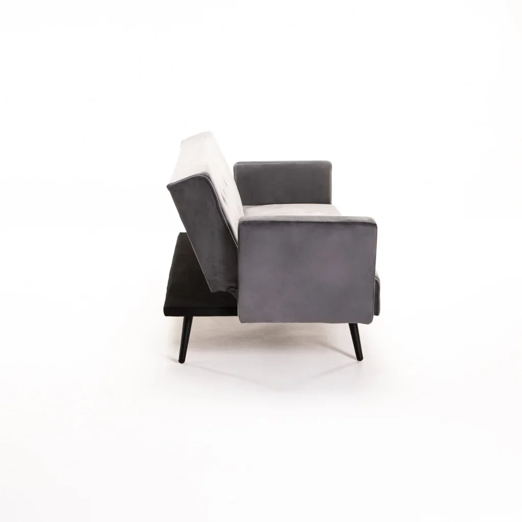MAC VELVET SLEEPER COUCH - DARK GREY/ BLACK LEGS