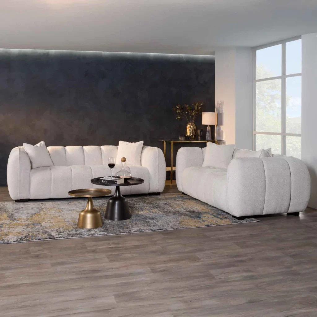 CHLOE FABRIC 3 SEATER COUCH - OATMEAL