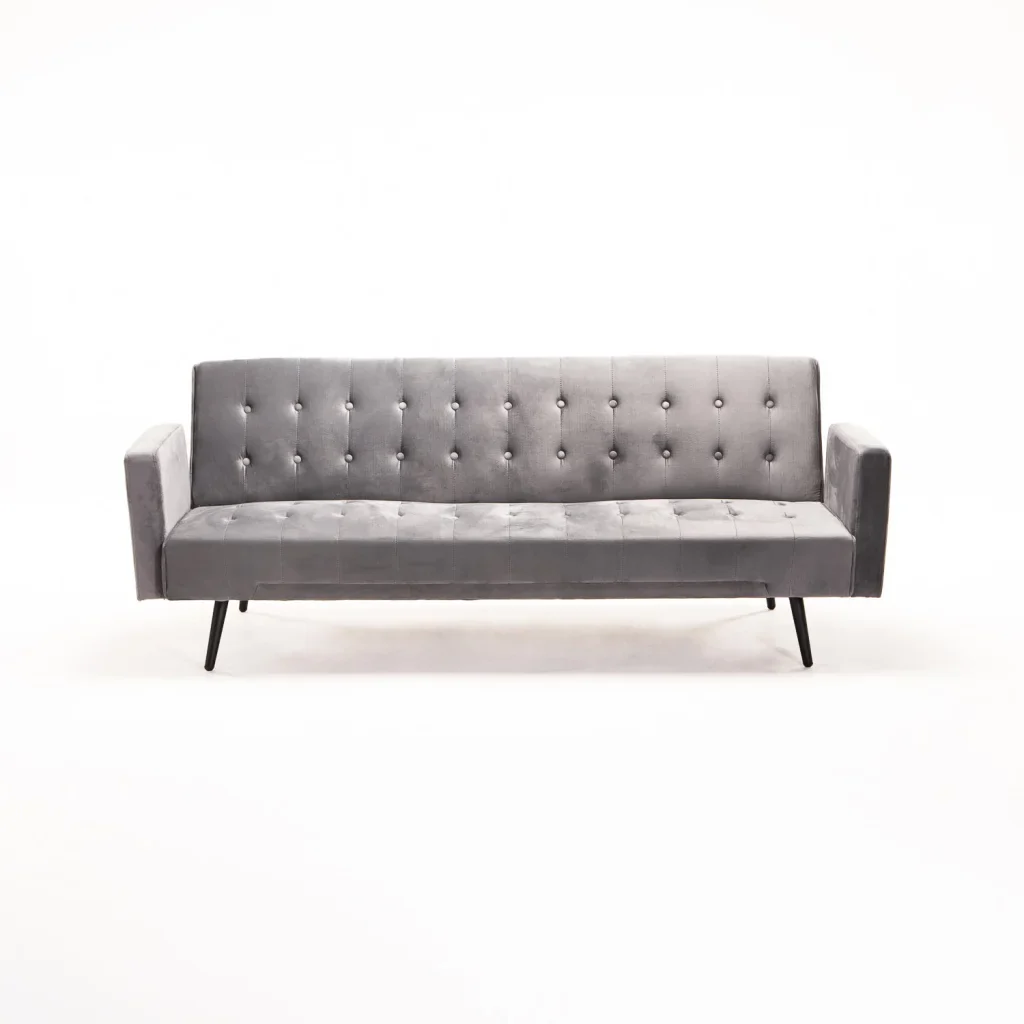 MAC VELVET SLEEPER COUCH - DARK GREY/ BLACK LEGS