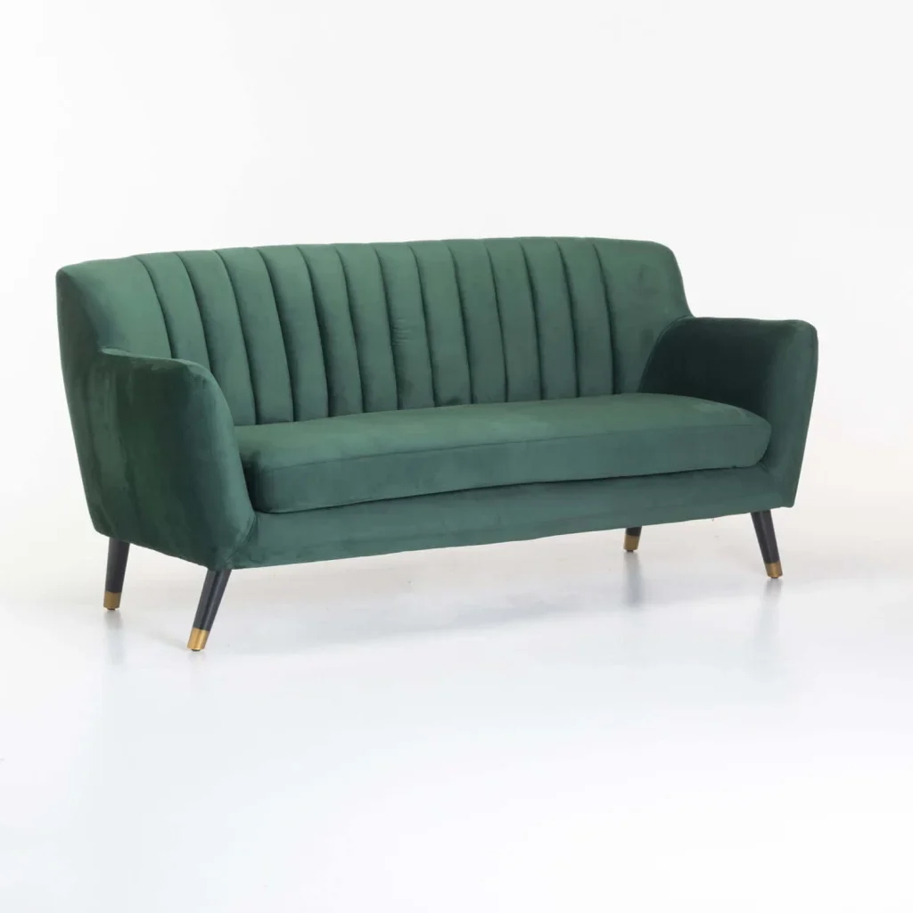 JUNO VELVET 3 SEATER COUCH - FOREST GREEN