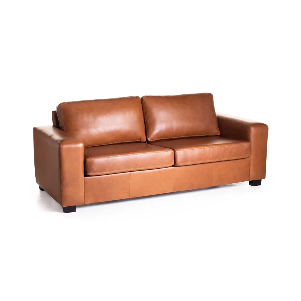 ANTONIO GENUINE LEATHER 3 SEATER COUCH - PECAN