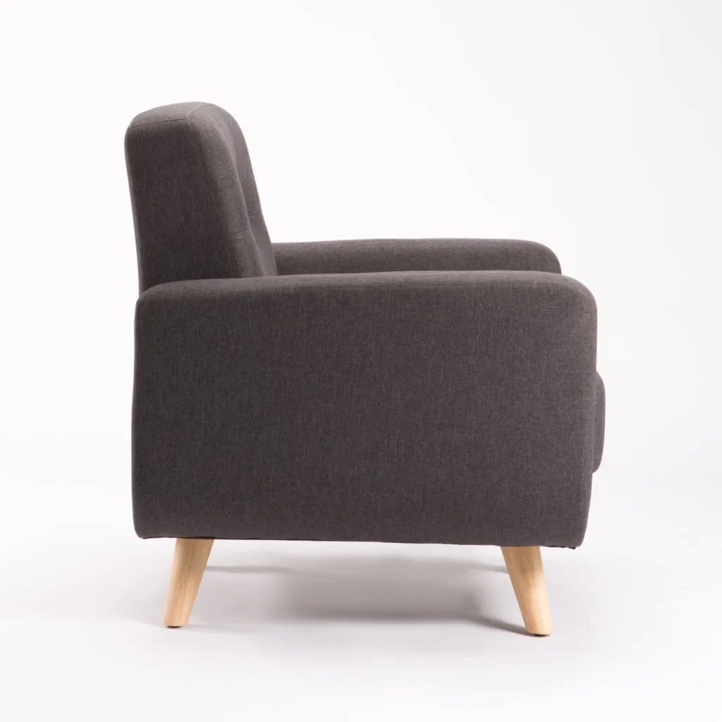 LUNA FABRIC ARMCHAIR - DARK GREY/ NATURAL LEG