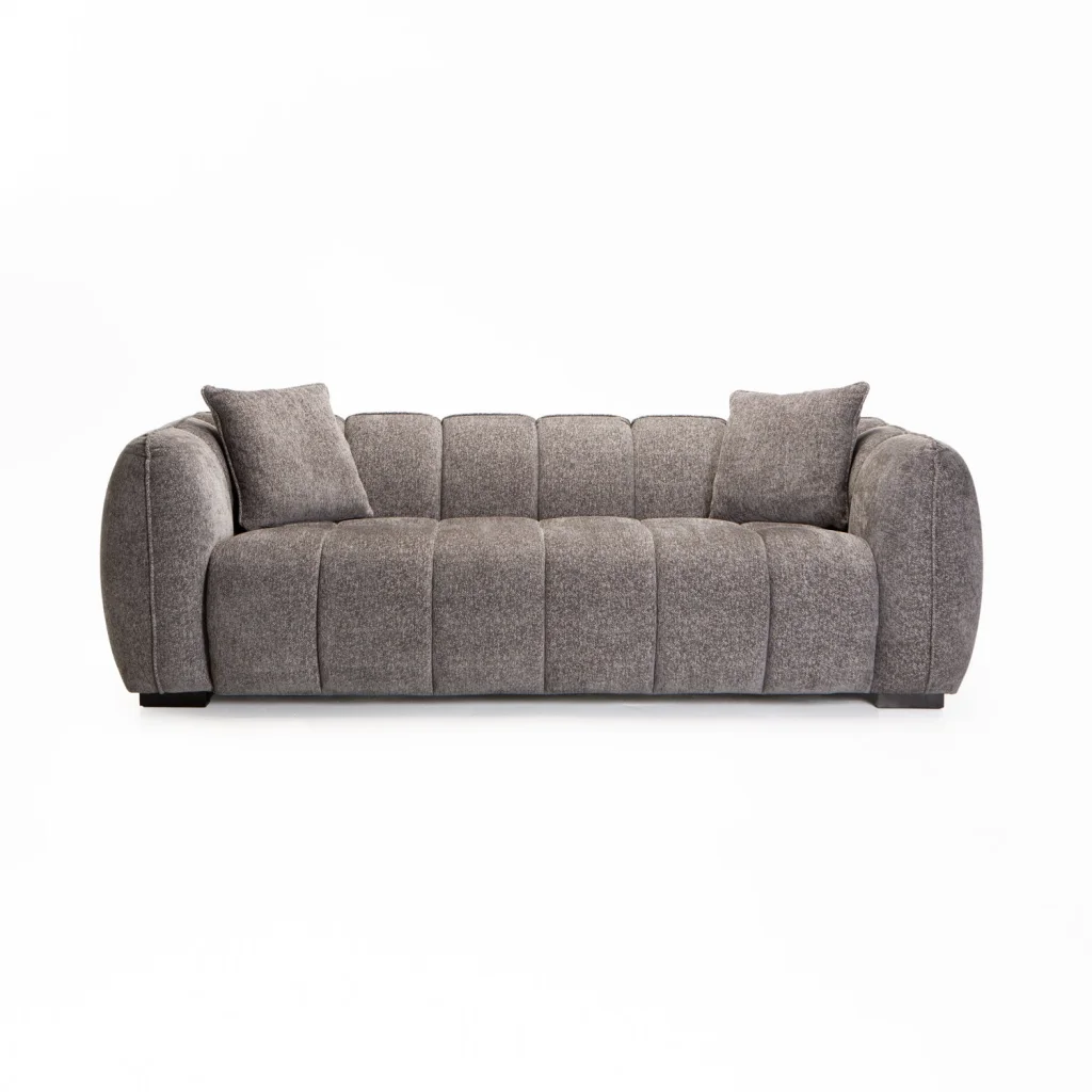 CHLOE FABRIC 3 SEATER COUCH - GREY
