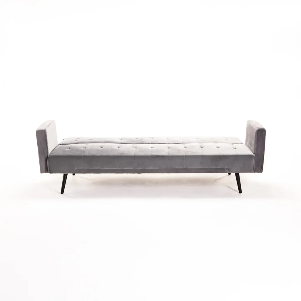 MAC VELVET SLEEPER COUCH - DARK GREY/ BLACK LEGS