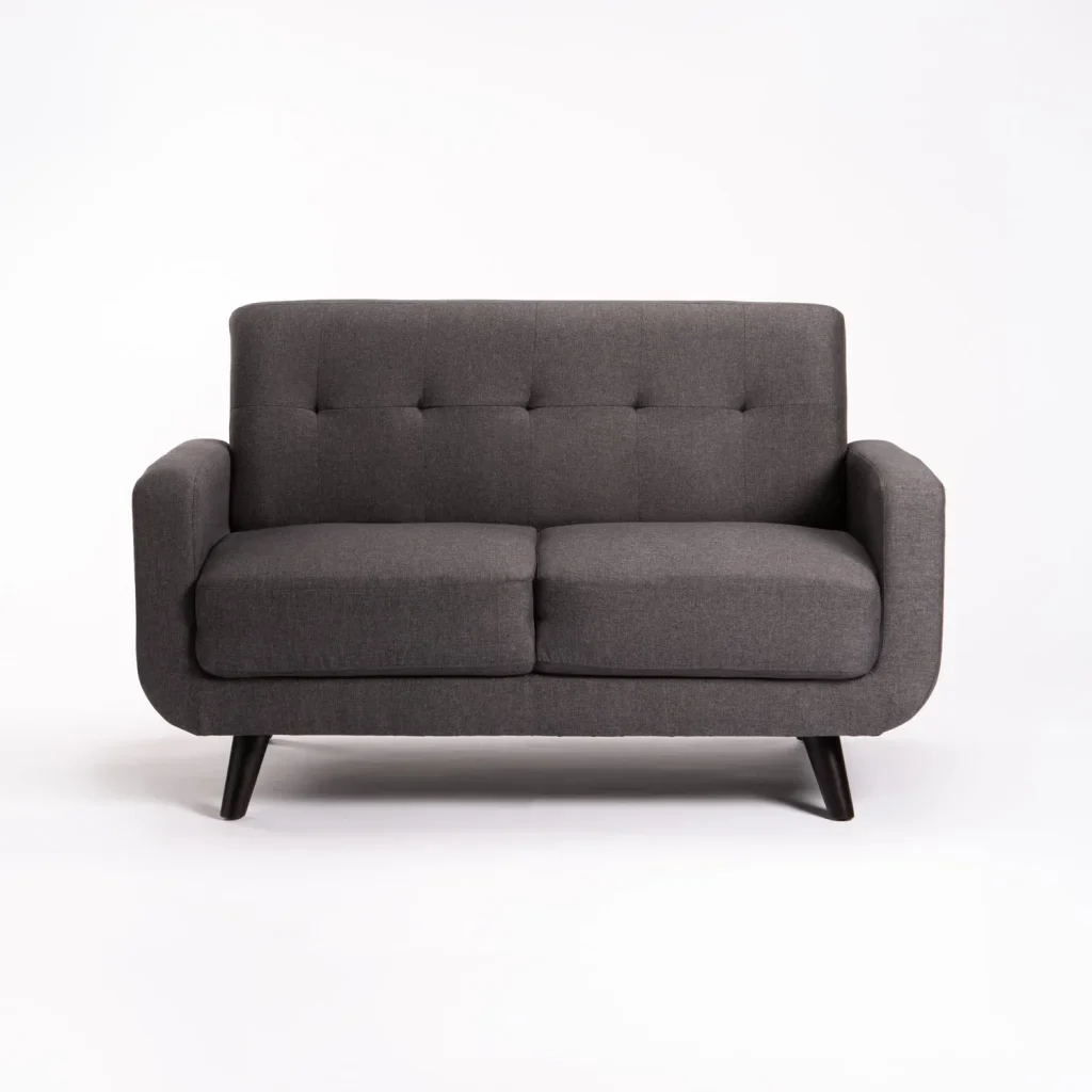 LUNA FABRIC 2 SEATER COUCH - DARK GREY/ DARK LEG