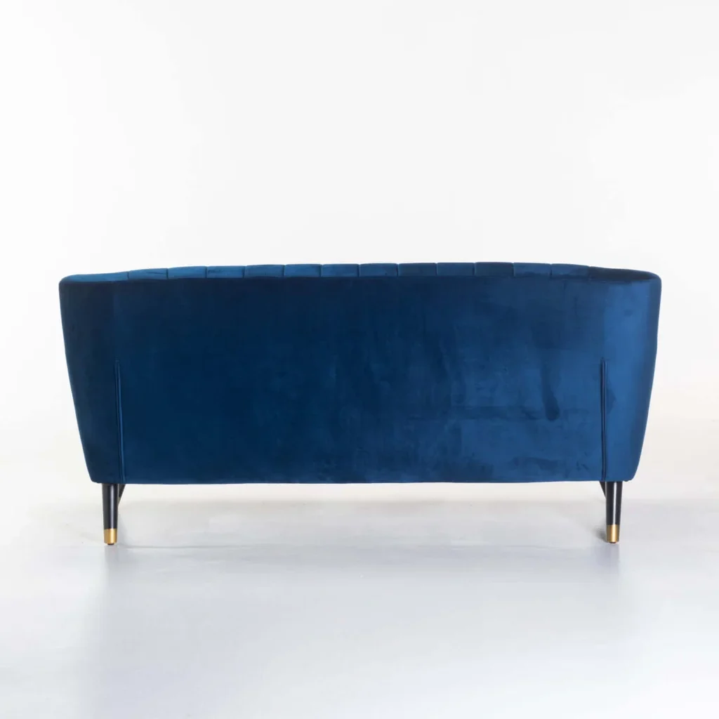 JUNO VELVET 3 SEATER COUCH - NAVY