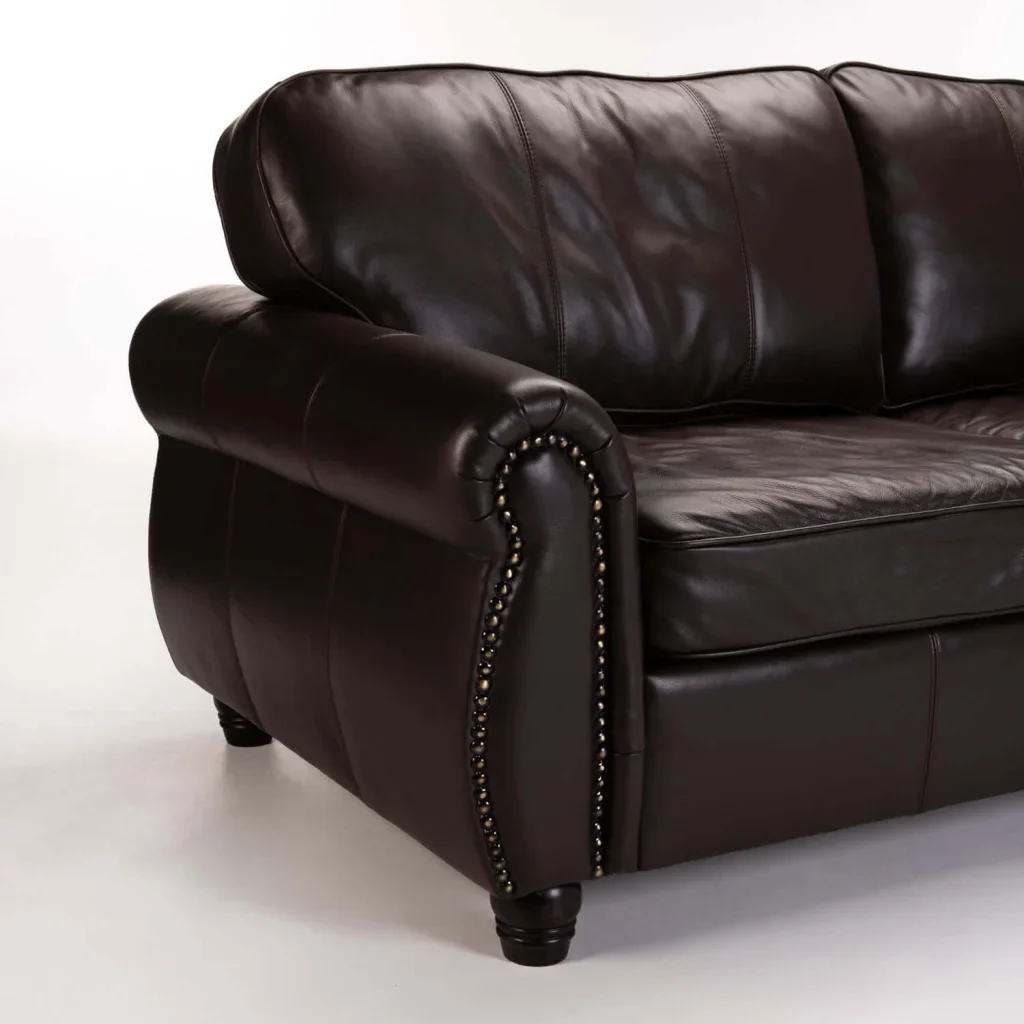KINGSLEY GENUINE LEATHER 3 SEATER COUCH - OXBLOOD
