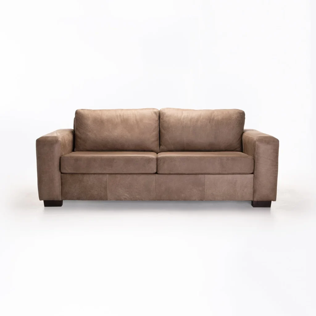 ANTONIO GENUINE LEATHER 3 SEATER COUCH - BUFFED TAUPE