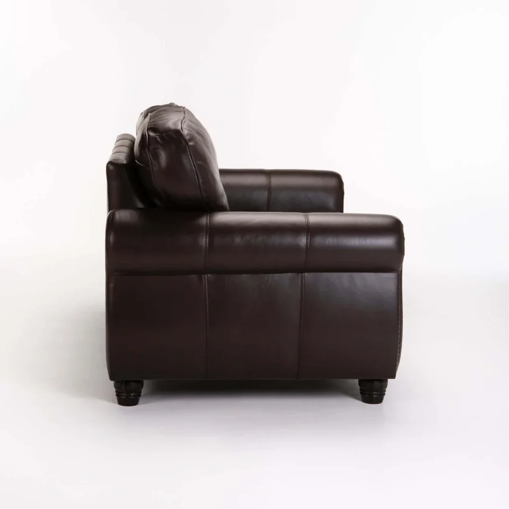 KINGSLEY GENUINE LEATHER 2 SEATER COUCH - OXBLOOD