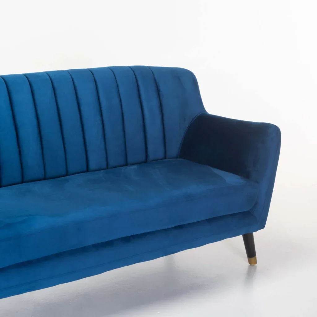 JUNO VELVET 3 SEATER COUCH - NAVY