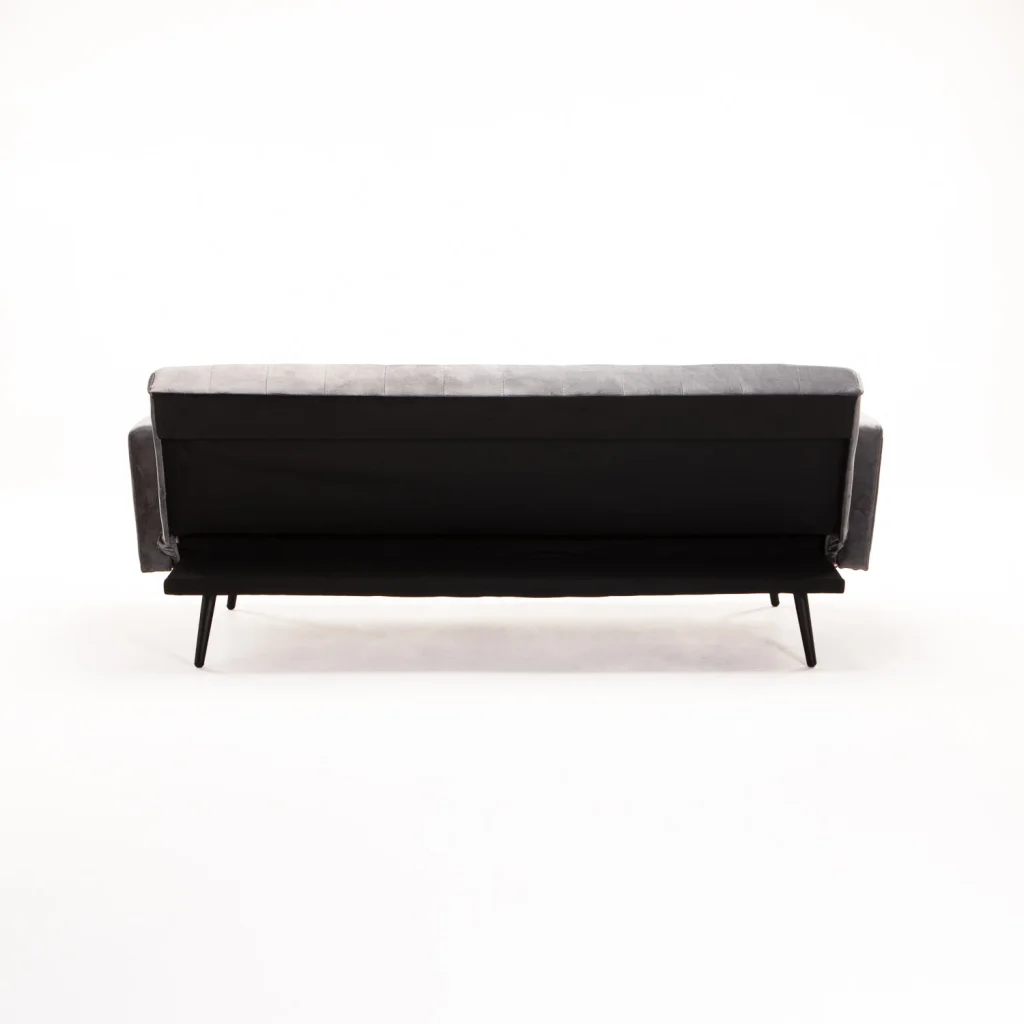 MAC VELVET SLEEPER COUCH - DARK GREY/ BLACK LEGS