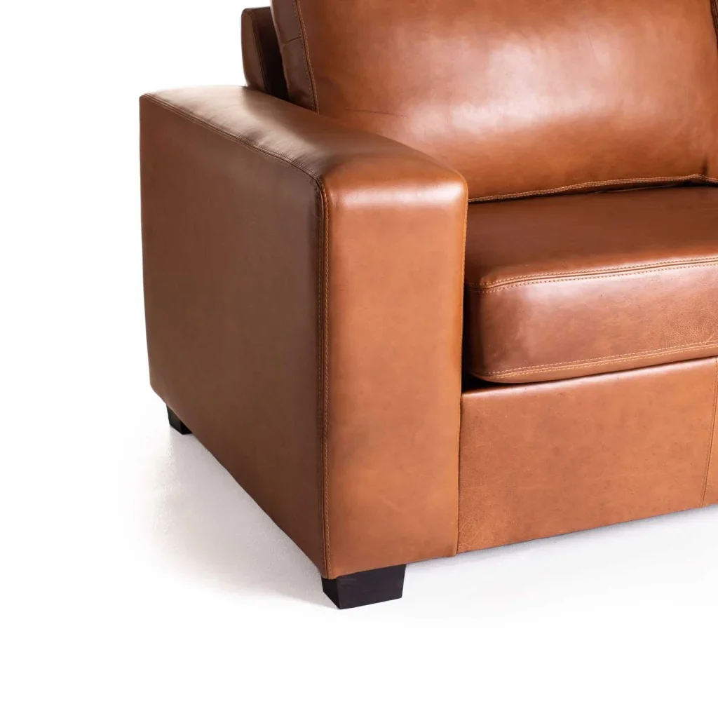 ANTONIO GENUINE LEATHER 3 SEATER COUCH - PECAN
