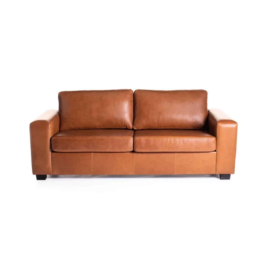 ANTONIO GENUINE LEATHER 3 SEATER COUCH - PECAN
