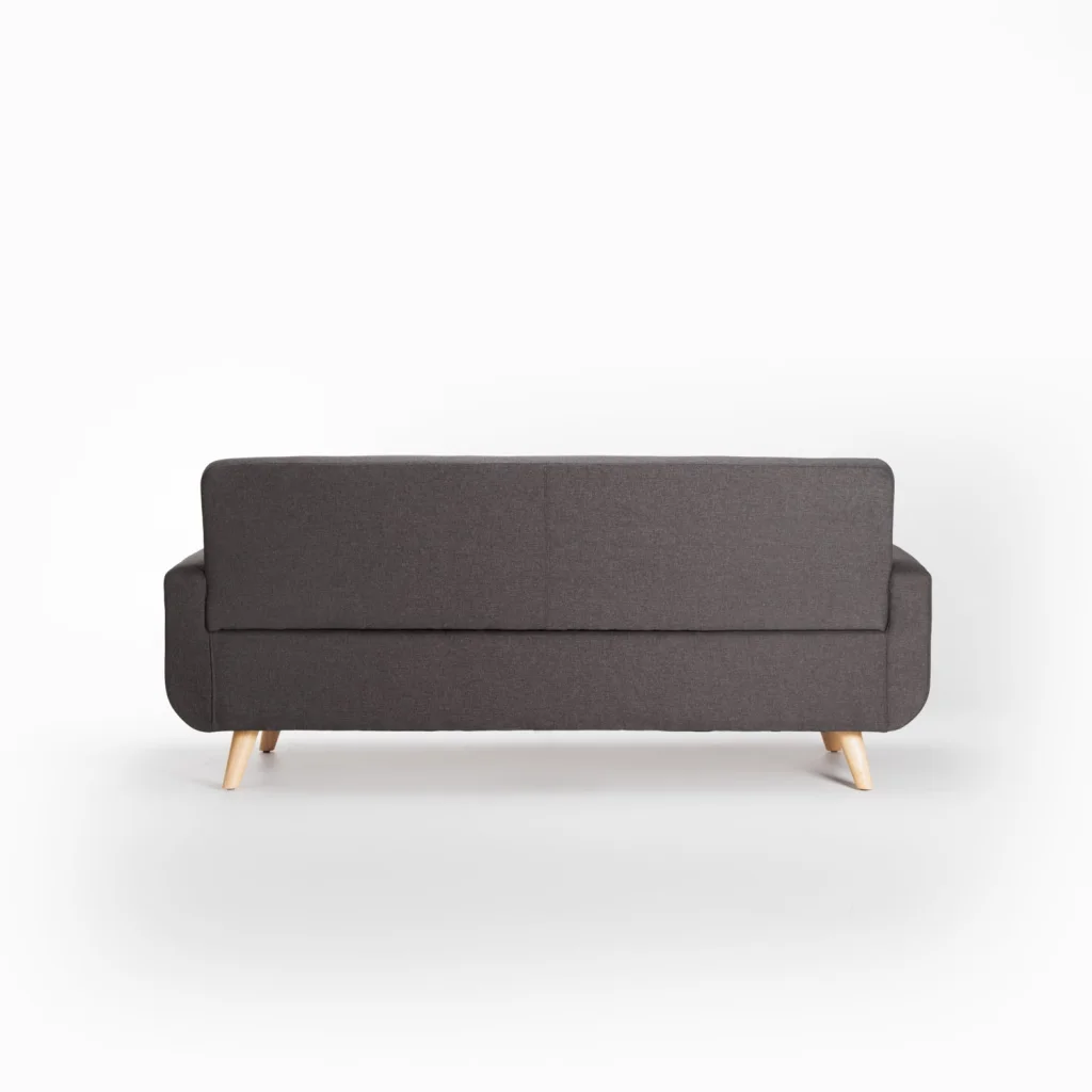LUNA FABRIC 3 SEATER COUCH - DARK GREY/ NATURAL LEG