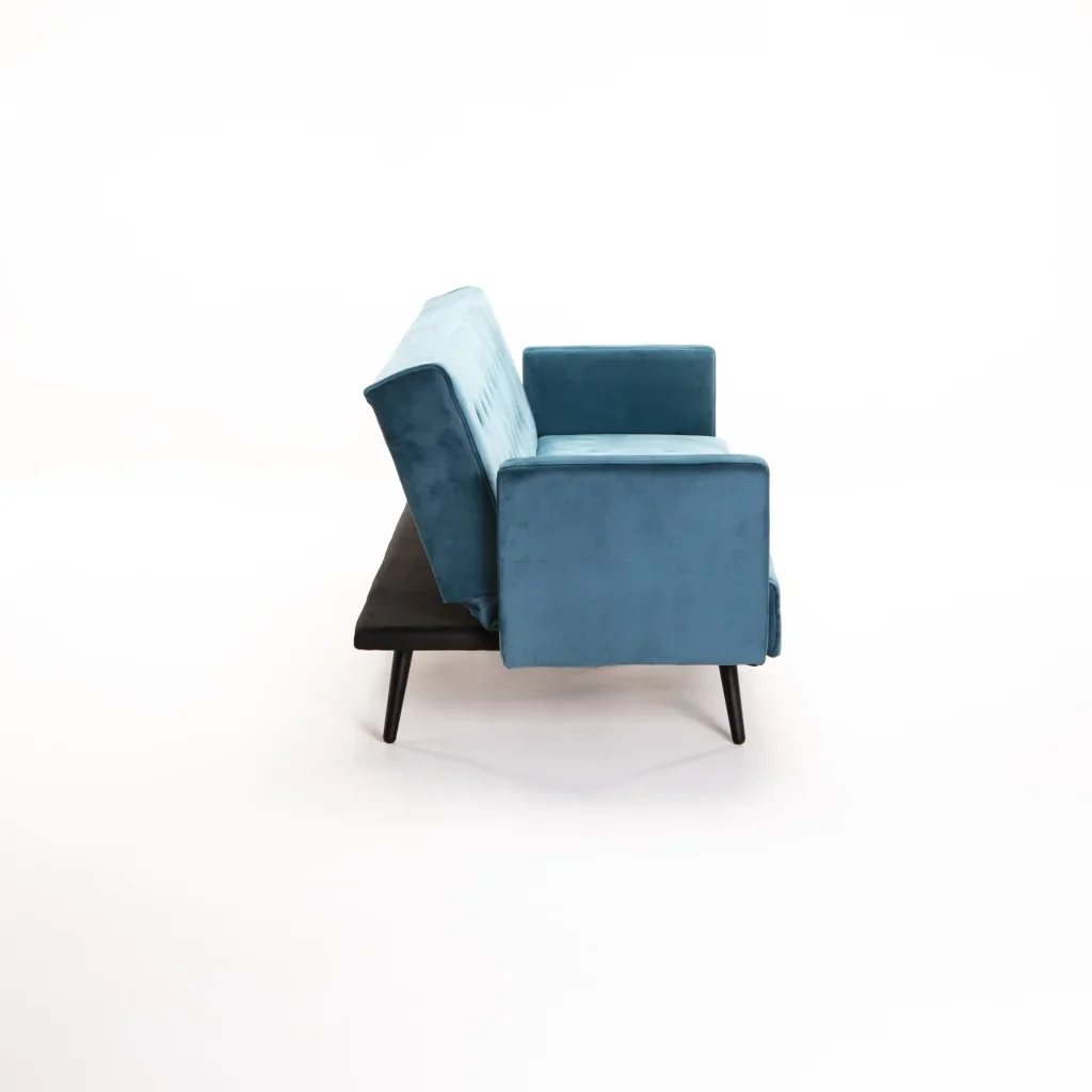 MAC VELVET SLEEPER COUCH - TEAL/ BLACK LEGS