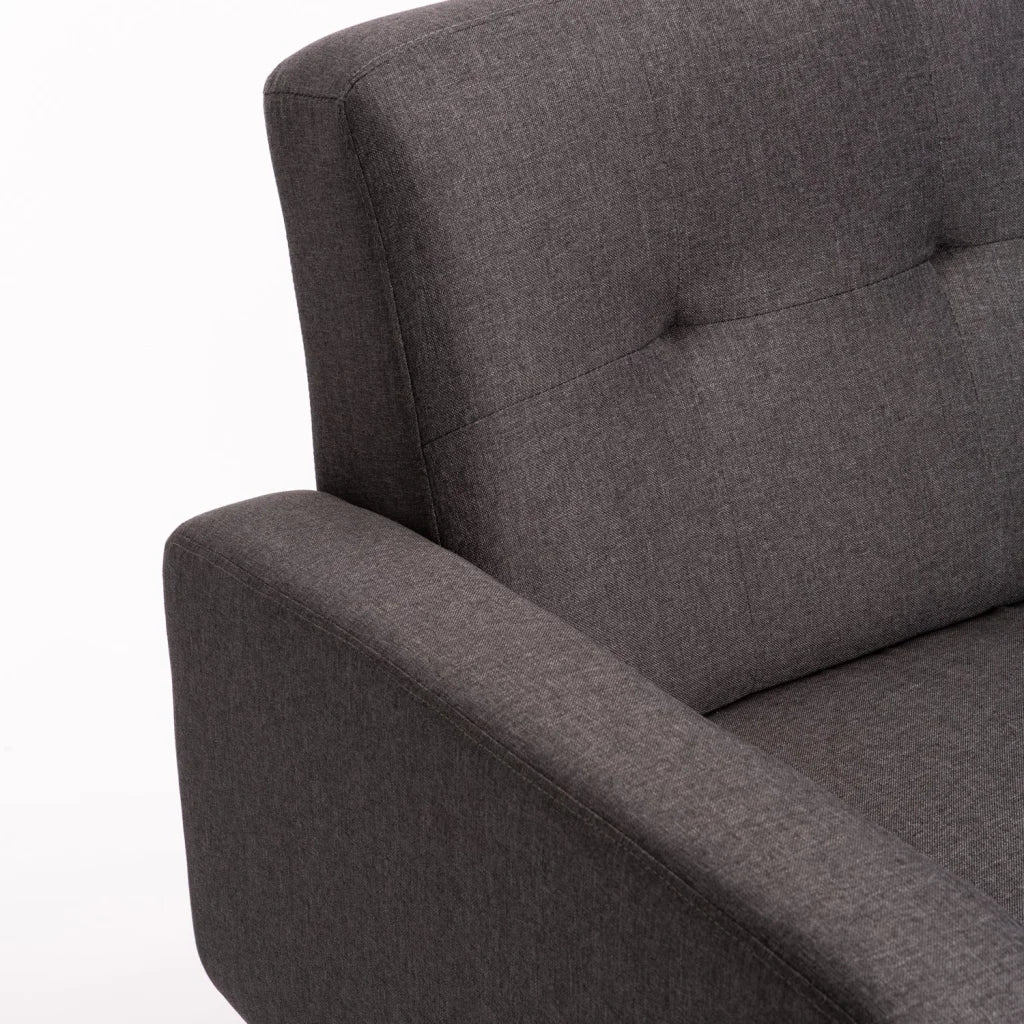 LUNA FABRIC 2 SEATER COUCH - DARK GREY/ NATURAL LEG