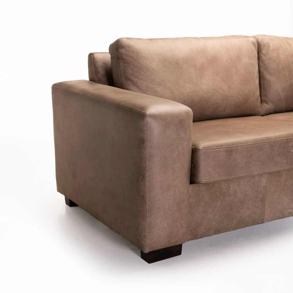 ANTONIO GENUINE LEATHER 3 SEATER COUCH - BUFFED TAUPE