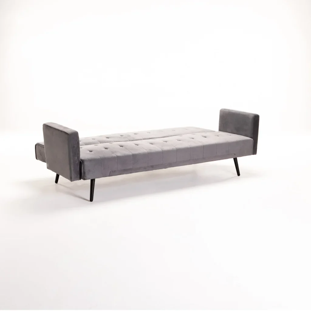 MAC VELVET SLEEPER COUCH - DARK GREY/ BLACK LEGS