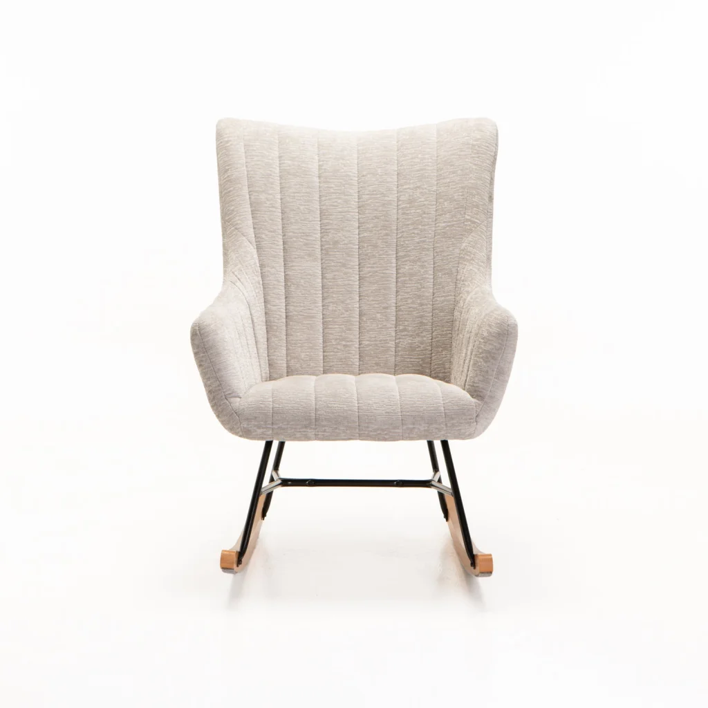 ROSIE VELVET ROCKING CHAIR - GREY
