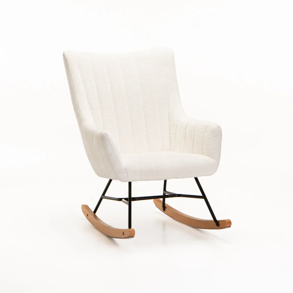 ROSIE VELVET ROCKING CHAIR - CREAM