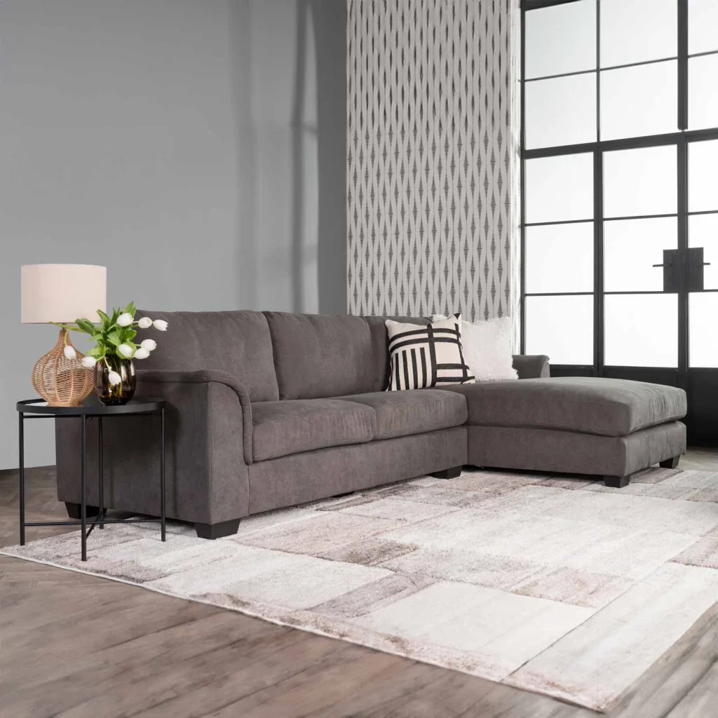 GIA FABRIC CORNER CHAISE - DARK GREY