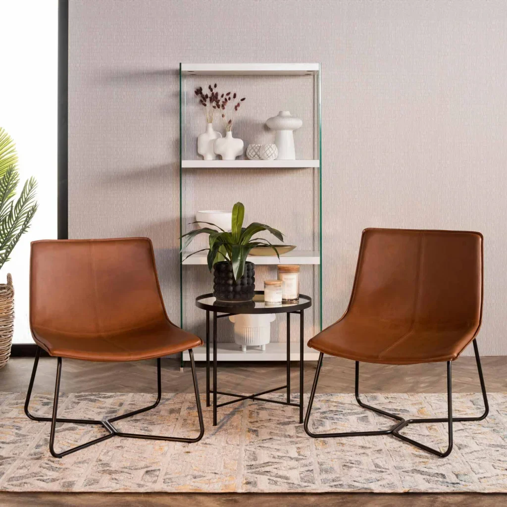 AXEL LEATHER TOUCH CHAIR - BROWN