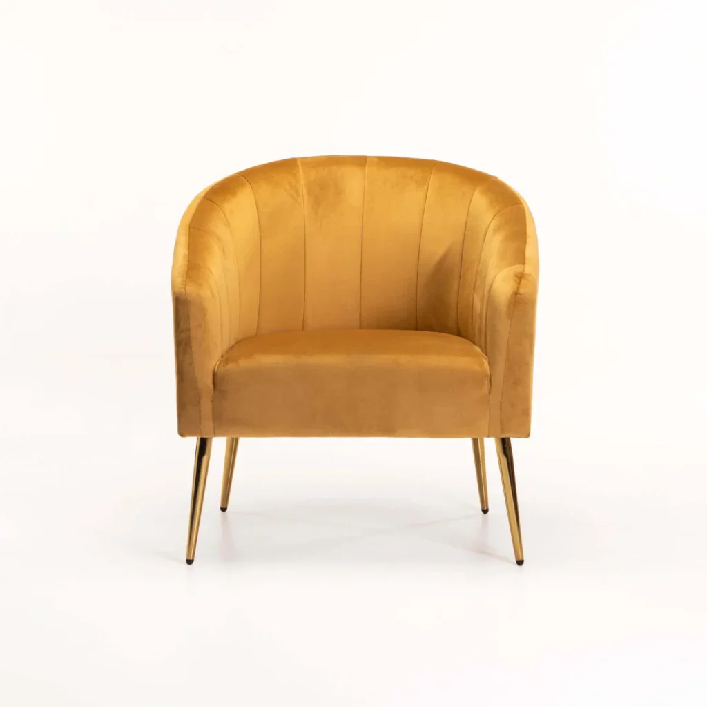 COLT VELVET CHAIR GOLD LEG - MUSTARD