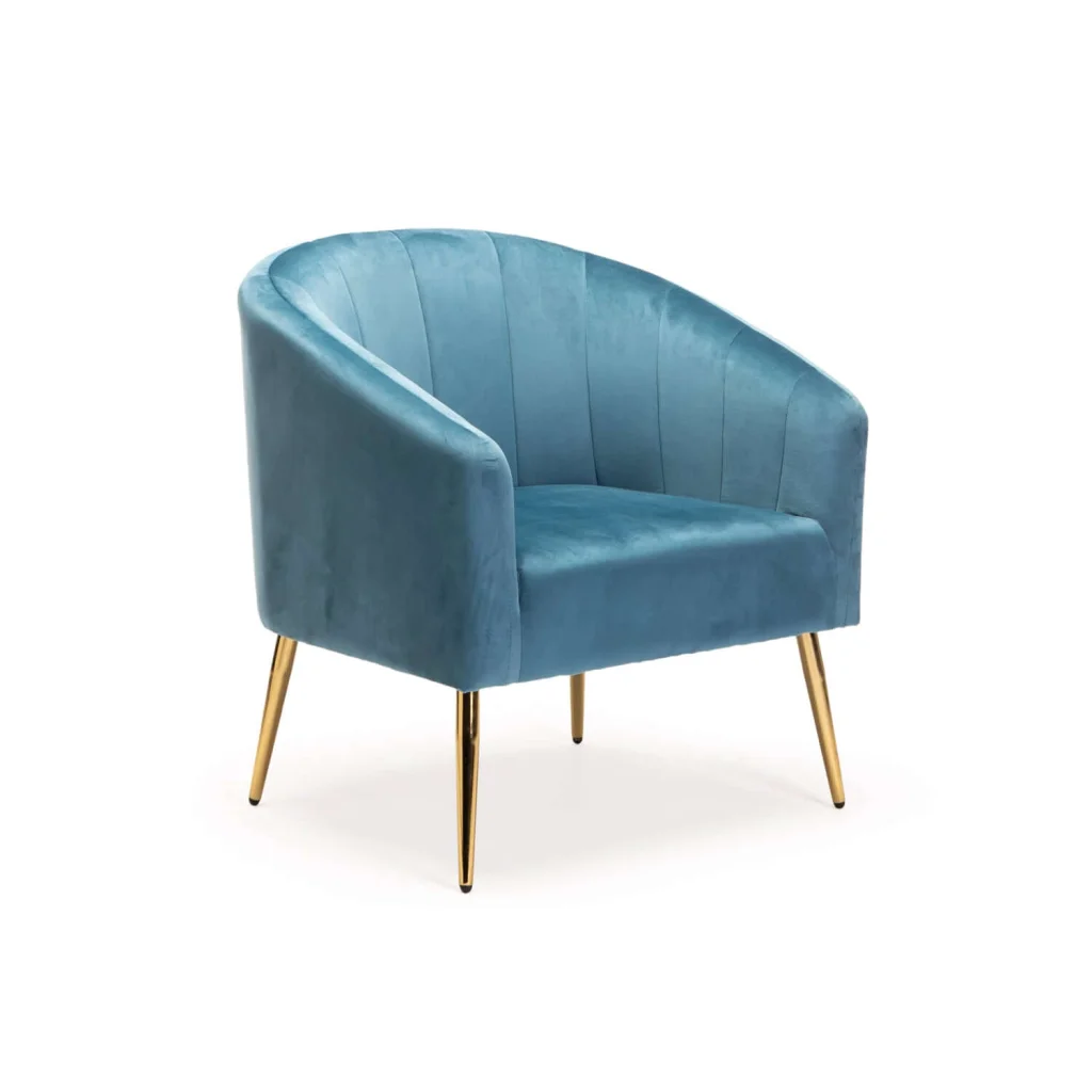 COLT VELVET CHAIR GOLD LEG - PETROL BLUE