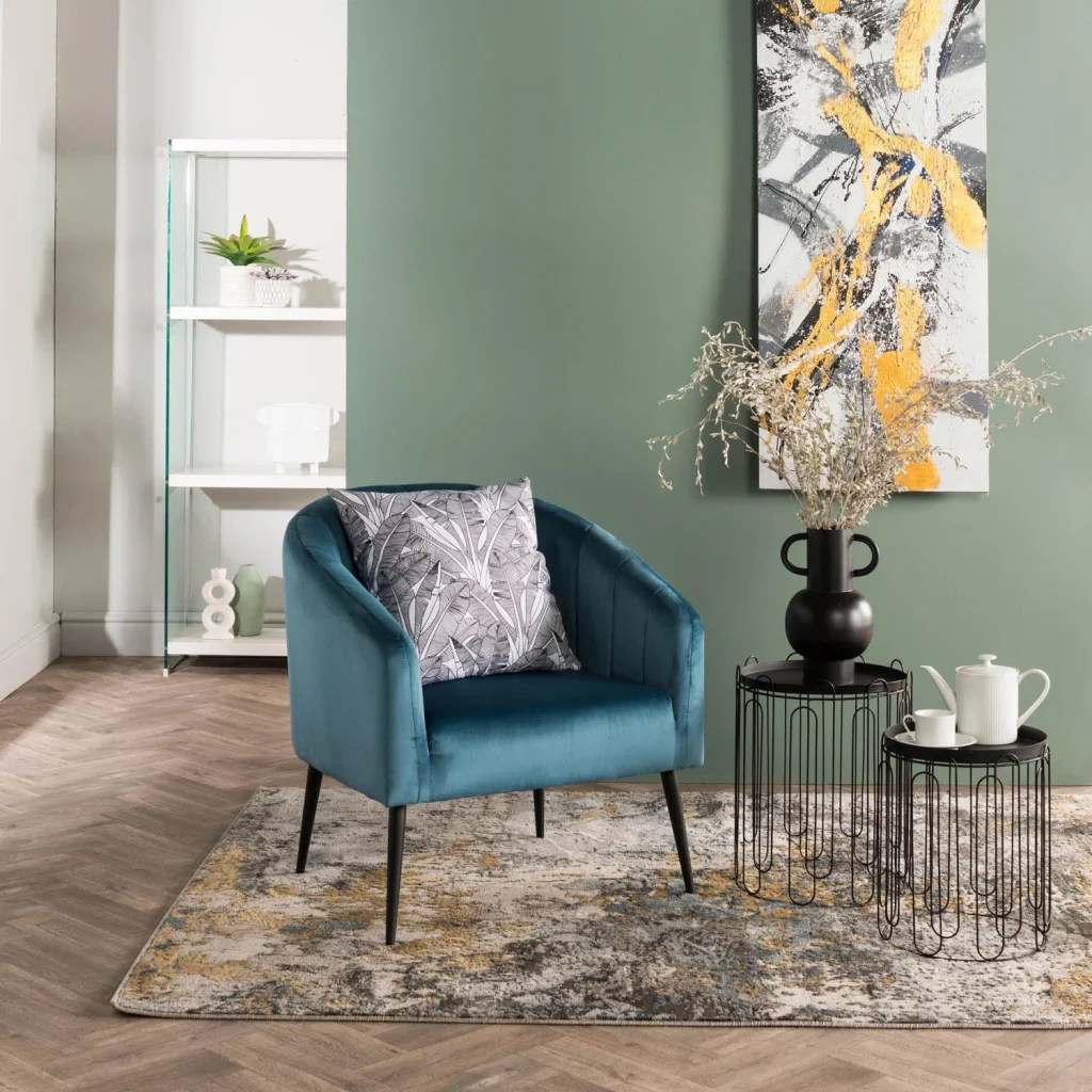 COLT VELVET CHAIR BLACK LEG - PETROL BLUE