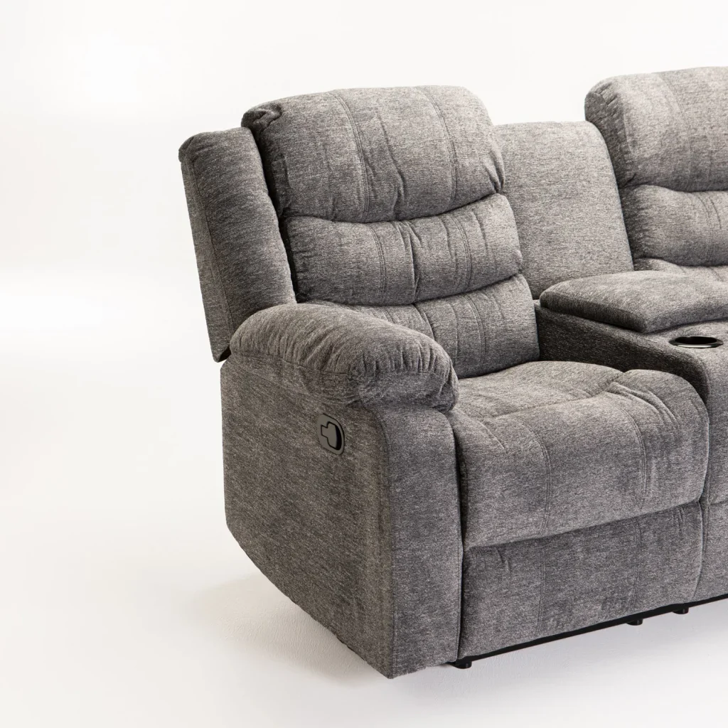BAZ FABRIC 2 SEATER RECLINER WITH CONSOLE - GREY