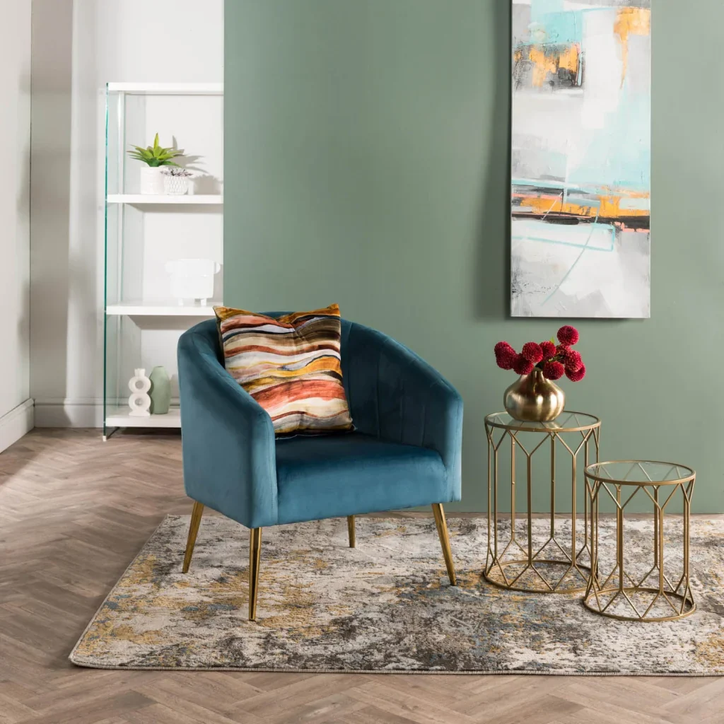 COLT VELVET CHAIR GOLD LEG - PETROL BLUE