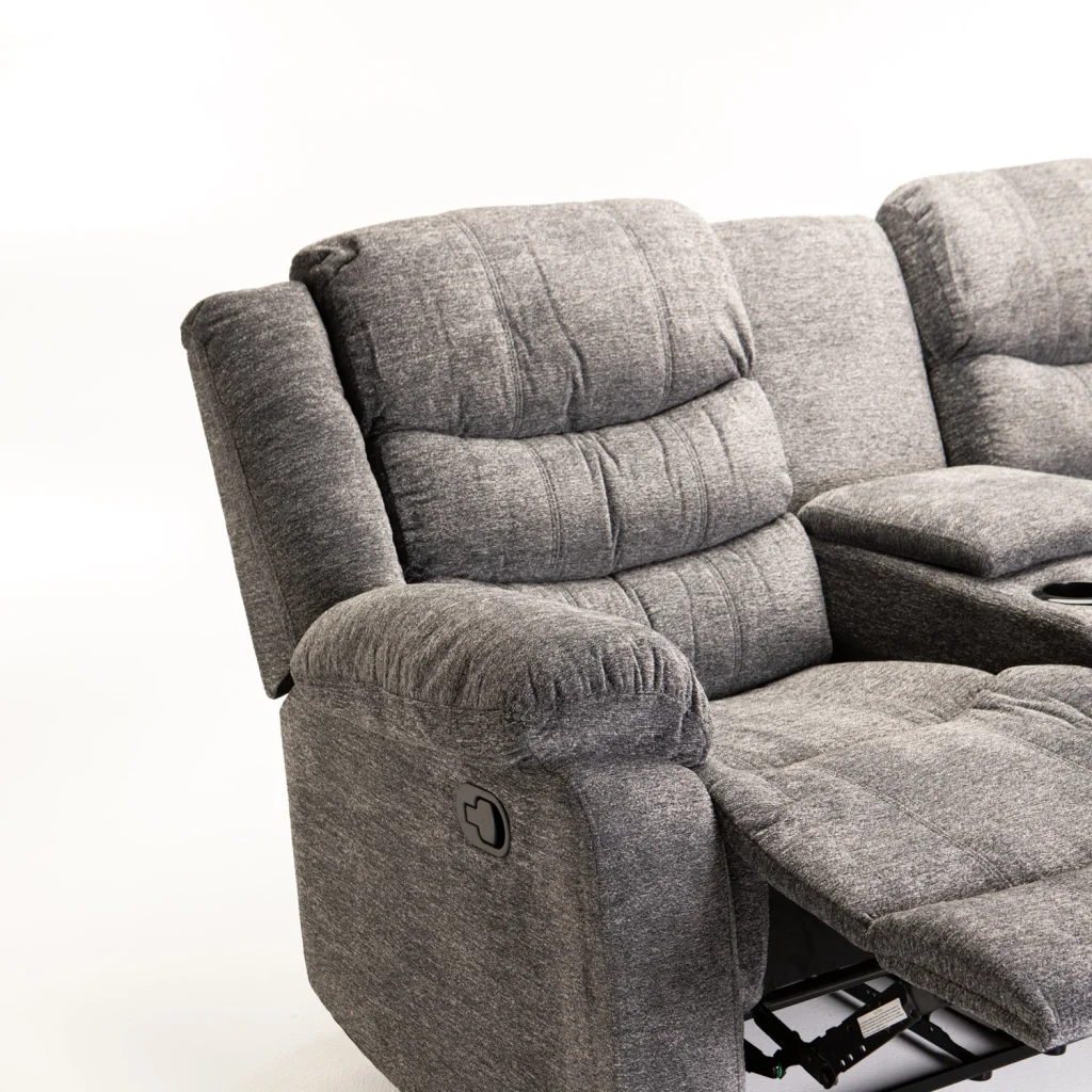 BAZ FABRIC 2 SEATER RECLINER WITH CONSOLE - GREY