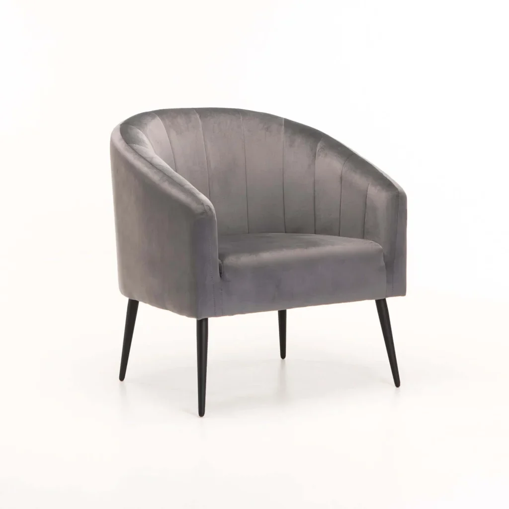 COLT VELVET CHAIR BLACK LEG - GREY
