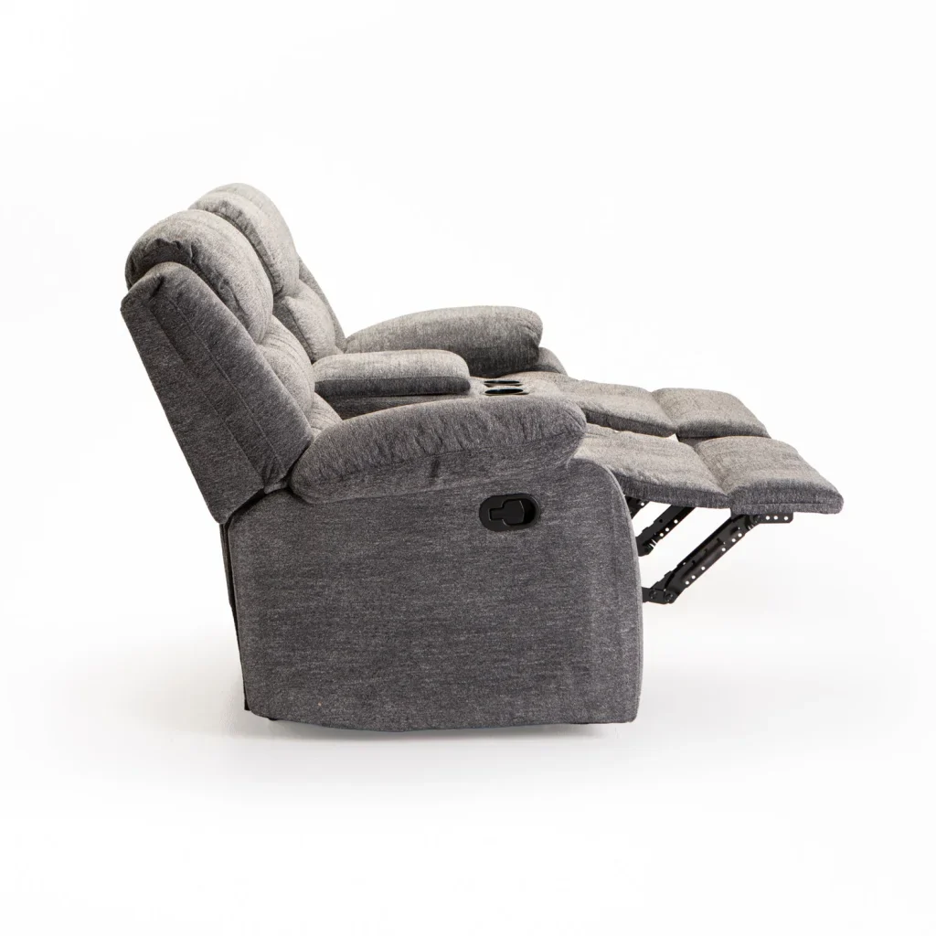 BAZ FABRIC 2 SEATER RECLINER WITH CONSOLE - GREY