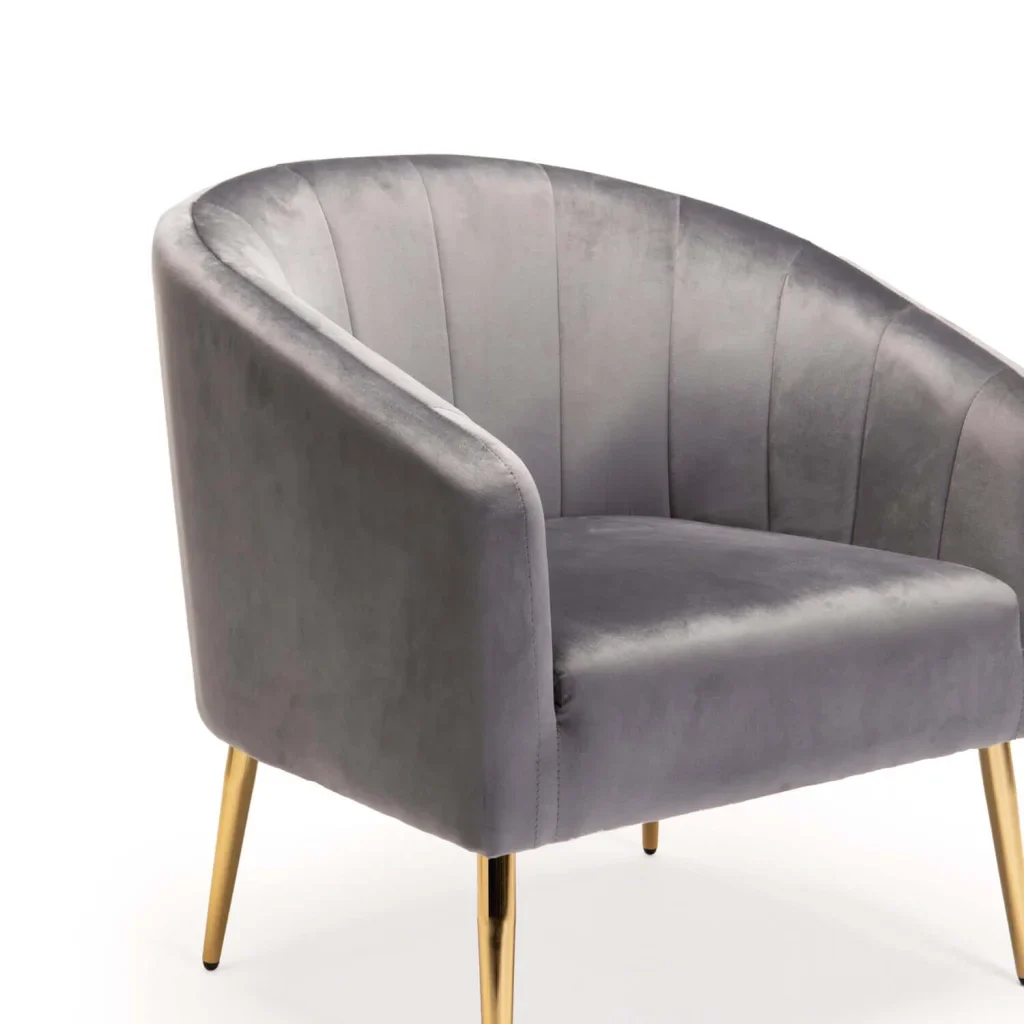 COLT VELVET CHAIR GOLD LEG - GREY