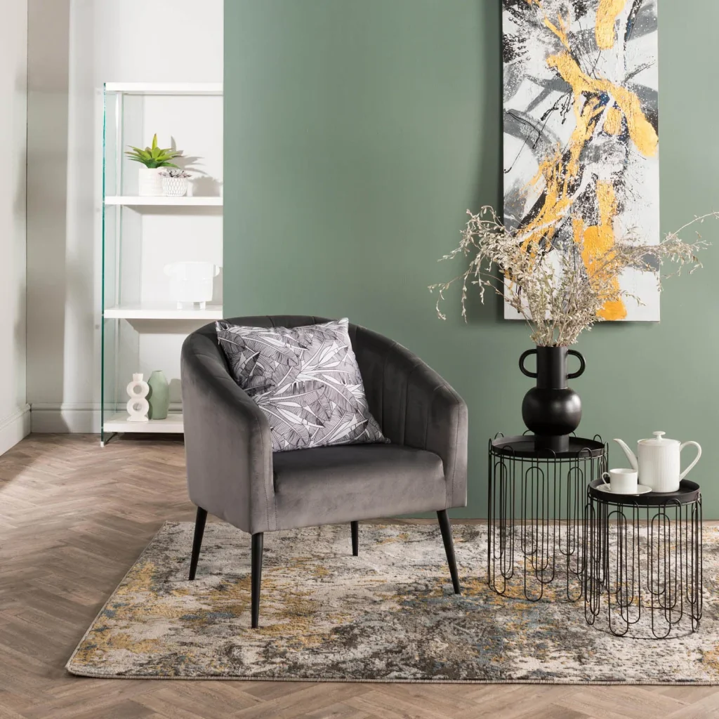 COLT VELVET CHAIR BLACK LEG - GREY