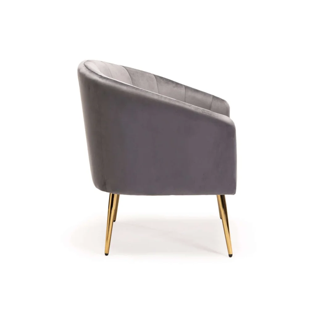 COLT VELVET CHAIR GOLD LEG - GREY