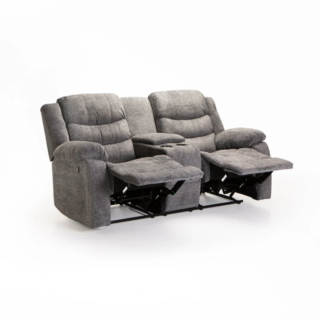 BAZ FABRIC 2 SEATER RECLINER WITH CONSOLE - GREY